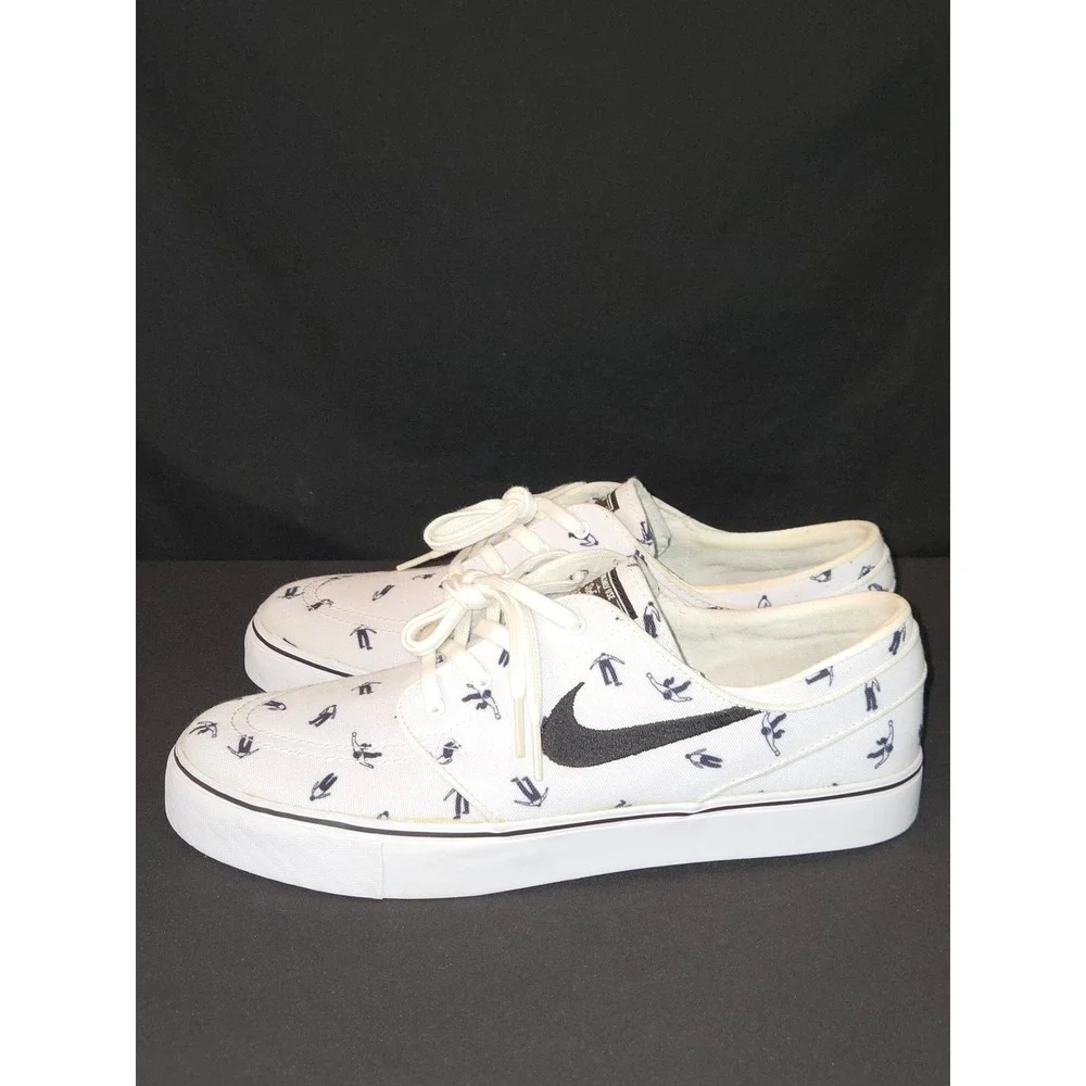 Nike SB Stefan Janoski White Black Skateboard print Shoes Mens Size 9‎ I